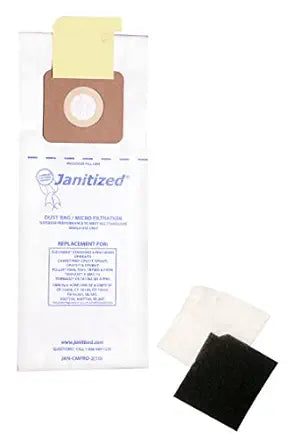 Janitized JAN-CMPRO-2(10) Premium Paper Replacement Commercial Vacuum Bags – Compatible with CleanMax Standard & Pro, Tennant V-SMU-14, Tornado CK QD & Pro, CarpetPro CPU, Fuller FB-06265 (10-Pack)