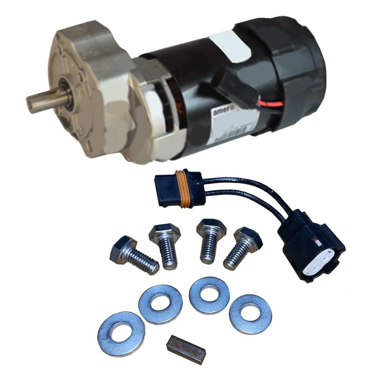 Brush Motor Kit ? 36 Volt, 200 RPM, Includes Gearbox Key, Hardware for Tennant Nobles - 1066328