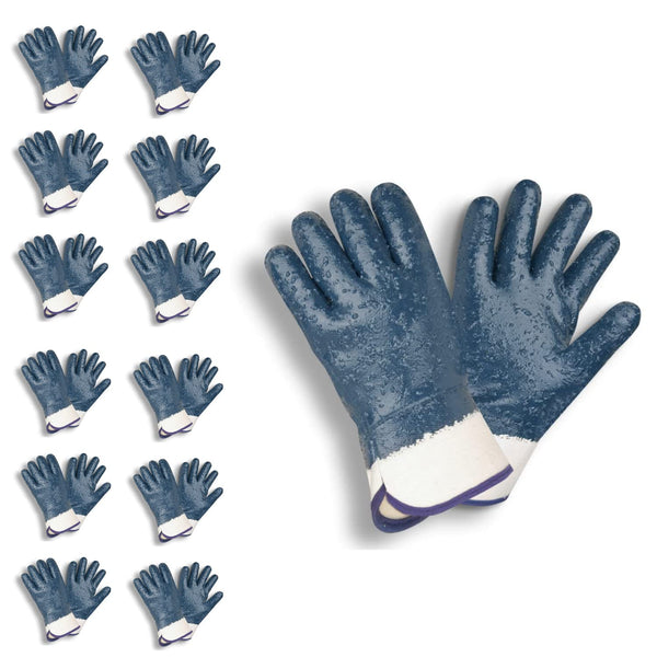 Cordova 6860R-10 Standard Dipped Nitrile Gloves, Rough Fully Coated, Jersey Lined, Safety Cuff, 10, X-Large, 12-Pack