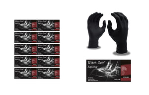 TTS Products Cordova Nitri-Cor Agility, Disposable Nitrile Gloves, Industrial Grade, 6-Mil, Powder Free, Textured, Black Color, Beaded Cuff, Large #4089L (Case)