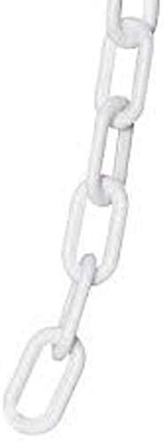 Plastic Barrier Chain, 6mm 1.5" Diameter, 100' Length, White