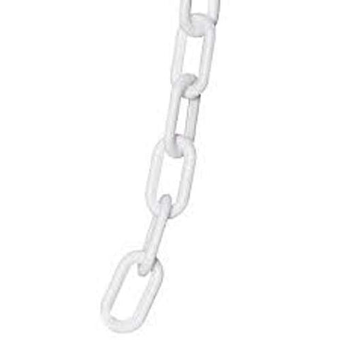 Chain Plastic Barrier Chain, 2" (8MM) Link X 50' Long White
