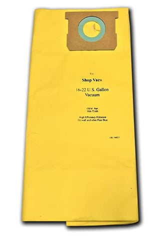 Green Klean MicroPlus For Shop Vac 906-73-00 16-22 Gallon High Efficiency 540-25 Replacement Paper Filter Bag For Drywall Dust Pack of 10