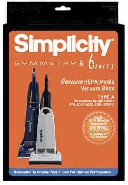 Simplicity Vacuums Hiflow Hepa Vacuum Cleaner Bag for 6000 Symmetry, S20E and S20SC - 6 Pack