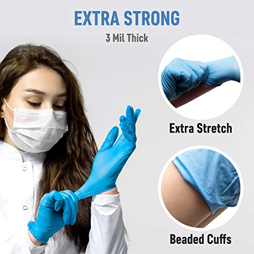 Powder Free Disposable Nitrile Gloves Large -100 Pack, Blue -Medical Exam Gloves