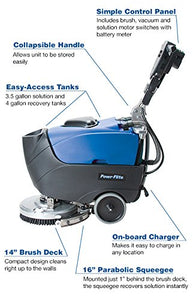 Auto Scrubber, 14", Powr-Flite, 110V Predator, 2X 12V Batteries, on-board charger & pad driver - CalCleaningEquipment