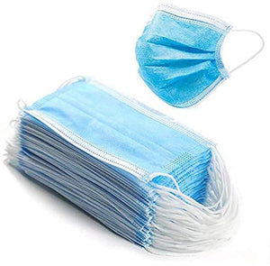 Disposable Face Mask (Pack of 50), Blue Single Use Disposable 3-ply Ear loop