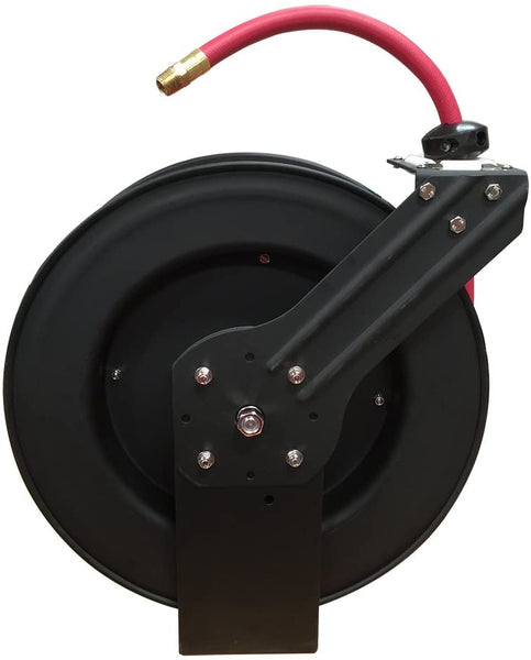 Interstate Pneumatics HSR90-86 Professional Grade Retractable Hose Reel with 1/2 inch x 50 feet Rubber Hose