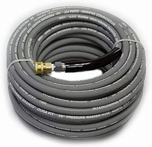 100 ft 3/8" Gray Non-Marking 4000psi Pressure Washer Hose With Quick Couplers