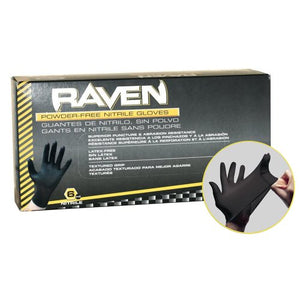 SAS Safety 66518 (5 Pack) Raven Powder-Free Black Nitrile 6 Mil Gloves, Large - CalCleaningEquipment