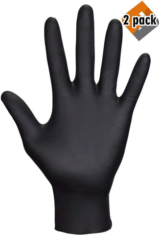 SAS Safety 66518 Raven Powder-Free Disposable Black Nitrile 6 Mil Gloves, Large, 100 Gloves by Weight - 2 Pack - CalCleaningEquipment
