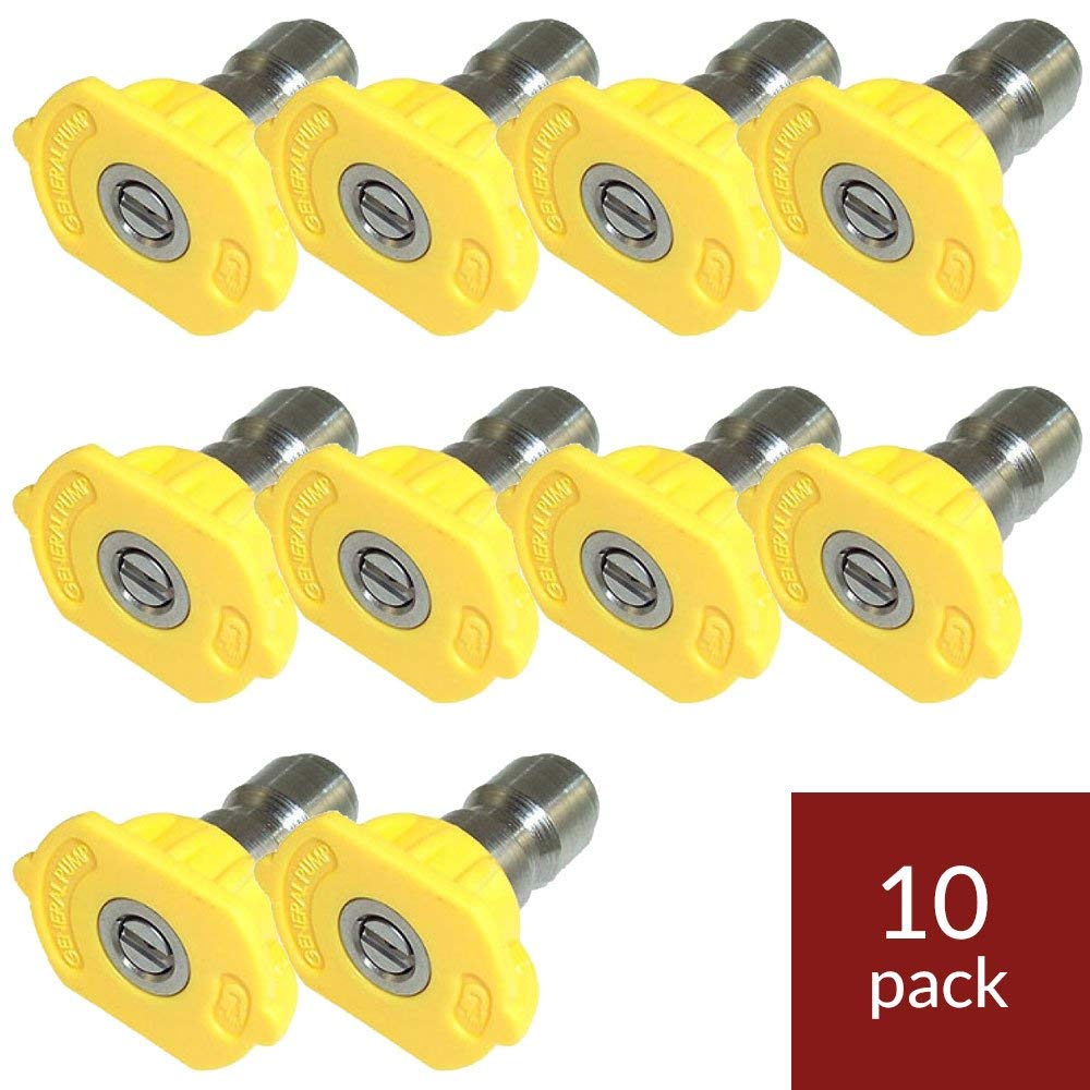 General Pump 9.802-296.0 Yellow QC Pressure Washer Nozzle 10pk 1504 (15 Degrees, Size #04) - CalCleaningEquipment