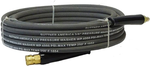 Suttner B3V00383 100' Gray 4000 PSI 3/8" Pressure Washer Hose QC Socket/Plug