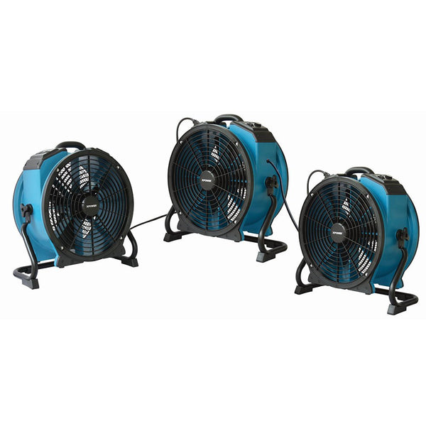 XPOWER X-47ATR 1/3 HP Sealed Motor Axial Air Mover Fan - with Variable Speed Control, 3 Hour Timer - Blue