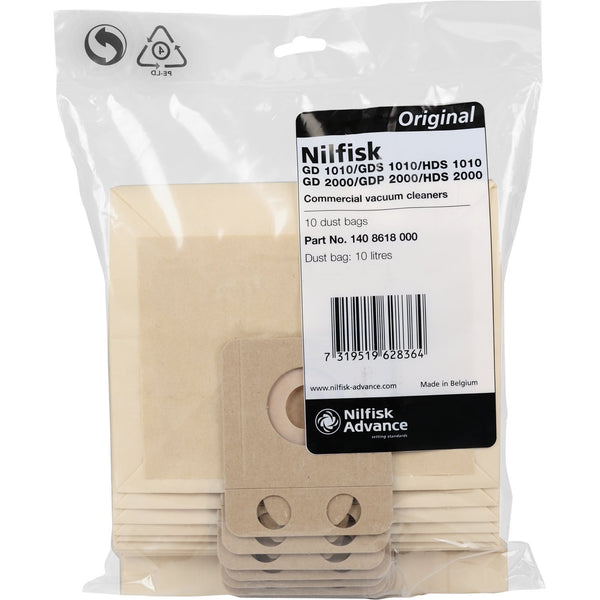 Nilfisk Vacuum Bag fits GD 1010/GDS 1010/HDS 1010 GD 2000/GDP 2000/HDS 2000 VP 300 SALTIX3 - CalCleaningEquipment