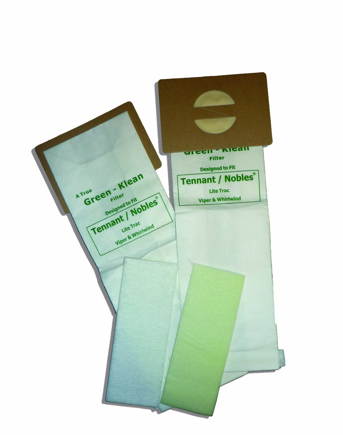 Green Klean 611783 Tennant/Nobles LiteTrac Viper/Whirlwind Replacement Vacuum Cleaner Bags Plus 2 Filters Per Pack