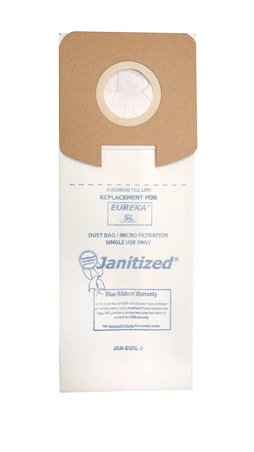 Janitized JAN-EUSL-2(3) Premium Replacement Commercial Vacuum Paper Bag, Eureka SL-Fits Eureka S782, SC785, Sanitaire Lightweight Vacuum Cleaners, OEM#61122, 61125 and 61125A (Pack of 3)