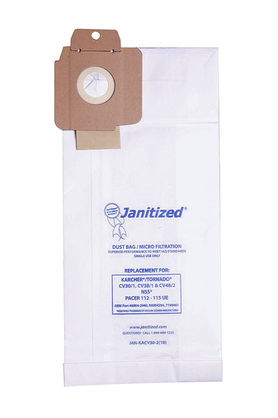 Janitized JAN-KACV30-2(10) Premium Replacement Commercial Vacuum Bag, NSS Pacer 112-115UE Vacuums, OEM# 6.904-294.0, K6904294, 7190461 (Pack of 10)