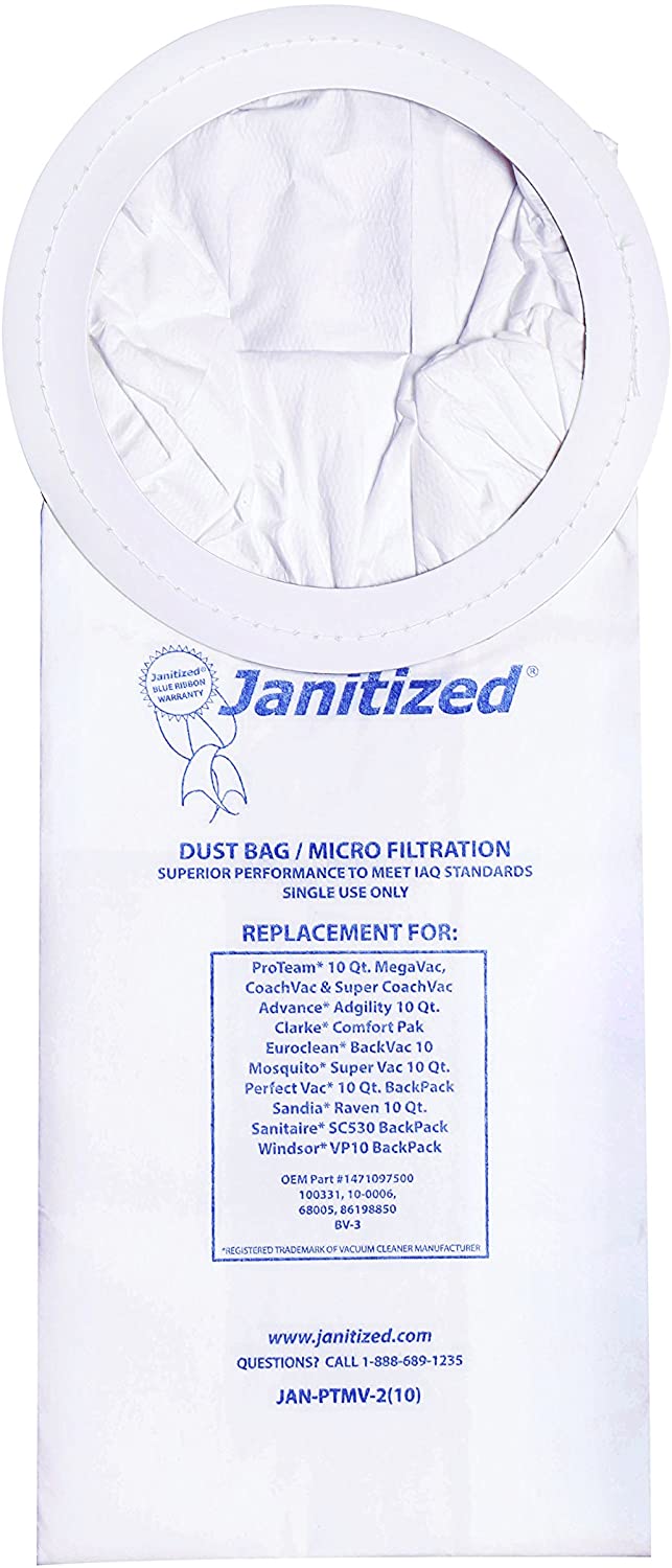 Janitized Backpack Vacuum Bags, 10 Count