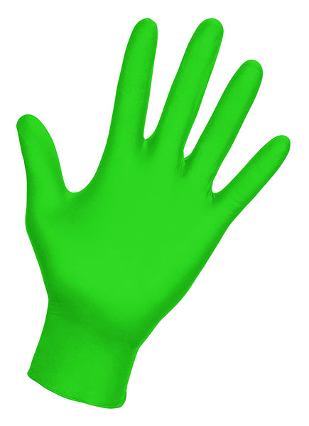 SAS Safety 66553 Derma-VUE Powder-Free Exam Grade 6 Mil Nitrile Gloves, X-Large, Neon Green