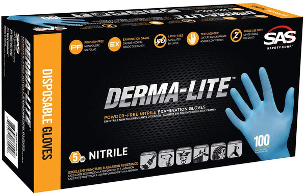 Derma-Lite Powder-Free Exam Grade Nitrile Gloves - Small