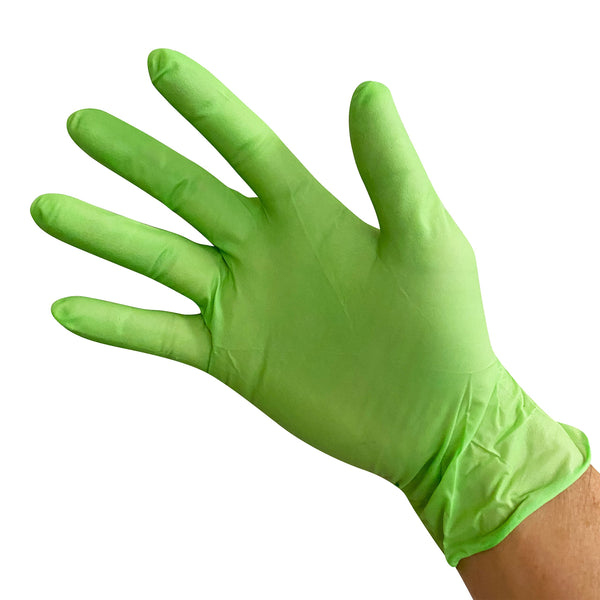 SAS Safety RAVEN HiViz Neon Green Nitrile Gloves (formerly Derma VUE), Size MEDIUM, 7 MIL, Powder Free - 10 Boxes of 100 Gloves By Weight (1000 Count)