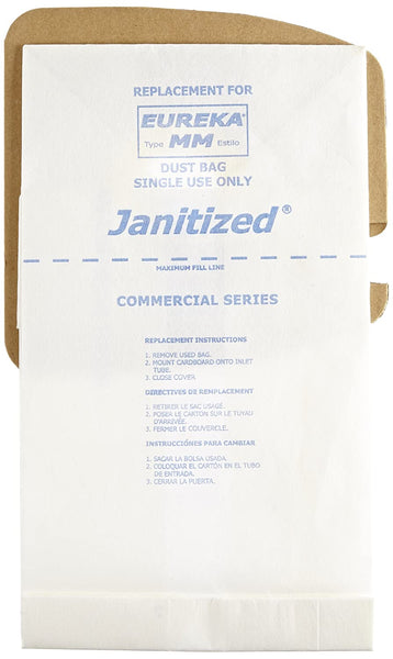 Janitized JAN-EUMM(10) Premium Replacement Commercial Vacuum Paper Bag for Eureka Mighty Mite Canisters Vacuum Cleaners (10-10 Packs)