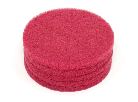 Clarke 976038 Commercial Red Scrubbing Pad, Round, 14 inch, case of 5 - CalCleaningEquipment